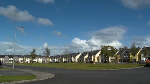 Neighborhood Of Identical Duplexes Stock Footage 119002291