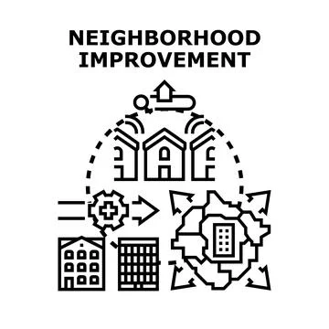 Neighborhood improvement development program concept vector Stock Illustration