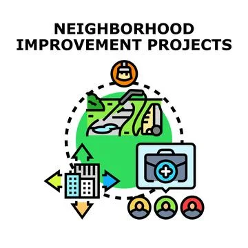 Neighborhood improvement projects vector concept illustration Stock Illustration
