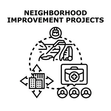 Neighborhood improvement projects vector concept illustration Stock Illustration