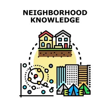 Neighborhood knowledge concept combining community and data analysis Stock Illustration