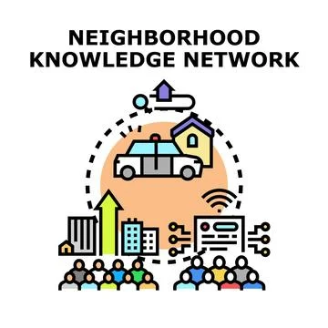 Neighborhood knowledge network connecting community information sharing 스톡 일러스트