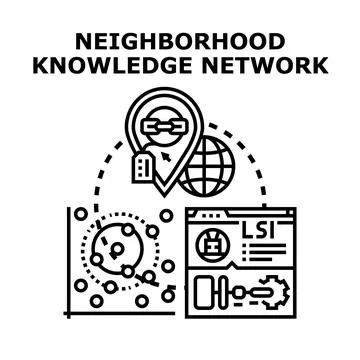 Neighborhood knowledge network connection and data sharing 库存插图