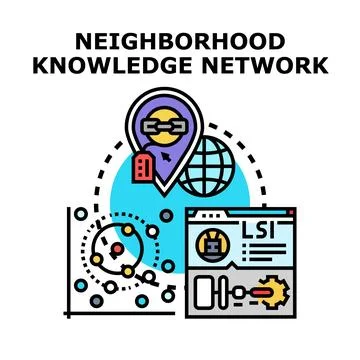 Neighborhood knowledge network connection and data sharing Stock Illustration