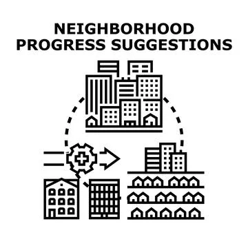 Neighborhood progress suggestions for urban development Stock Illustration