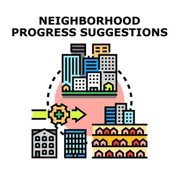 Neighborhood progress suggestions for urban development Stock Illustration