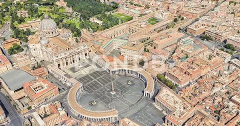 Neighborhood of St. Peter's Church in the Vatican from a height of flight Stock Photos