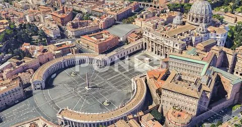 Neighborhood of St. Peter's Church in the Vatican from a height of flight Stock Photos