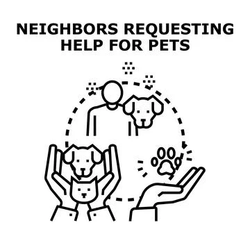 Neighbors requesting help and support for pets Stock Illustration