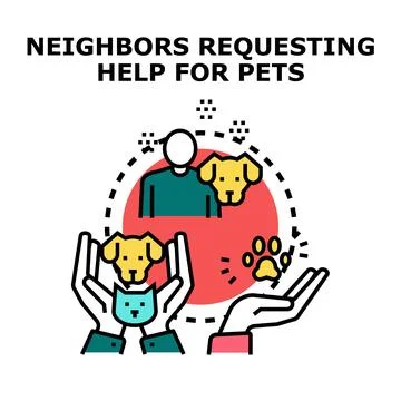 Neighbors requesting help and support for pets Stock Illustration