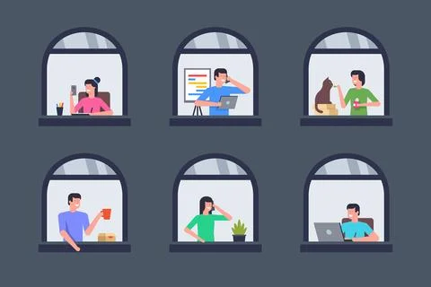 Neighbors in windows Stock Illustration