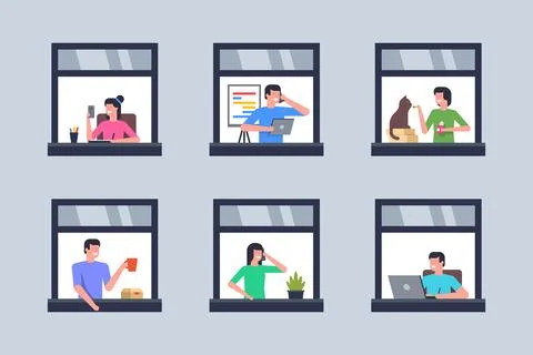 Neighbors in windows Stock Illustration