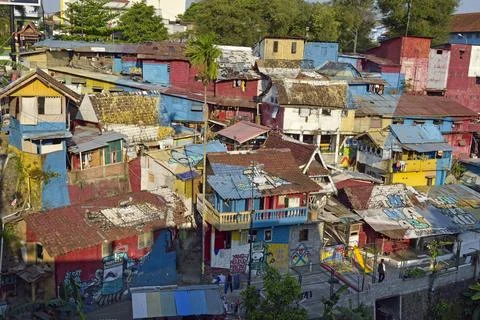 Neighbourhood alongside the Kali Code River, Yogyakarta, Java island, Indonesia, Stock Photos