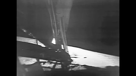 Neil Armstrong landing of the Moon. Apollo 11 mission Stock Footage