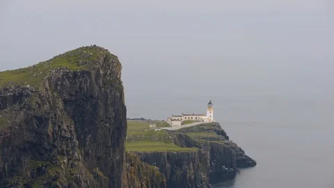 Neist point lighthouse on the cliffs Isle of Skye, Scotland, United Kingdom Video stock 93258982