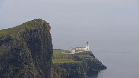 Neist point lighthouse on the cliffs Isle of Skye, Scotland, United Kingdom Video stock 93259206