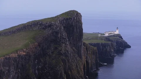 Neist point lighthouse on the cliffs Isle of Skye, Scotland, United Kingdom Video stock 93260200
