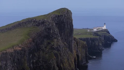 Neist point lighthouse on the cliffs Isle of Skye, Scotland, United Kingdom Video stock 93260928