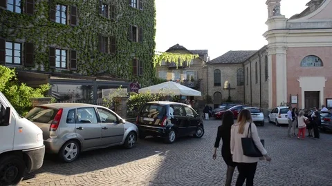 Neive, view on main street of Neive, Langhe, Italy Stock Footage 79278778