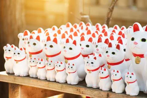 Neko cat cute statue inside the Neko temple in Tokyo, Japan. Stock Photos