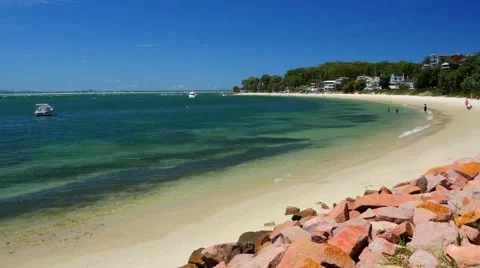 Nelson Bay Beach, Port Stephens in 4k Stock Footage 49187945