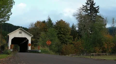 Nelson Creek Covered Bridge Video stock 12384715