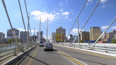 Nelson Mandela bridge in Johannesburg Stock Footage