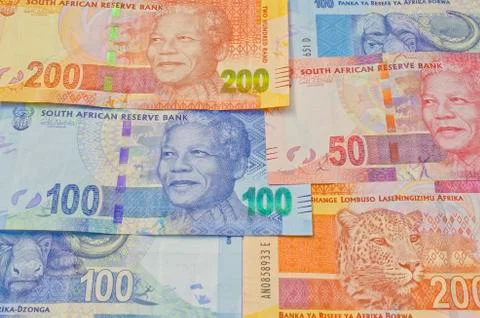 Nelson Mandela rand notes 스톡 사진