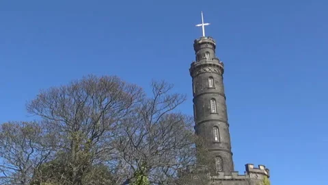 Nelson monument in Edinburgh Stock Footage 92375131