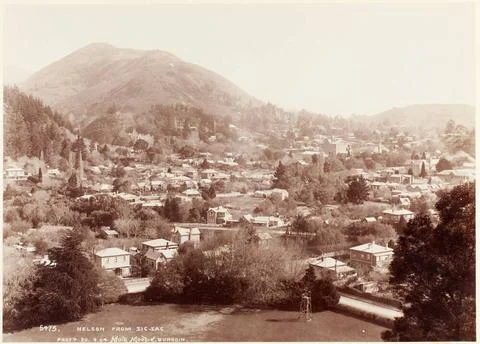 Nelson From Zig-Zag, circa 1904, Dunedin, by Muir &amp; Moodie. Copyright: xpi... 스톡 사진