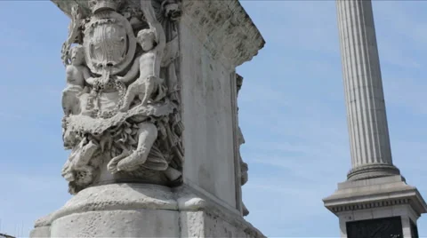 Nelsons Column and Statue of Charles I Stock Footage 47436600