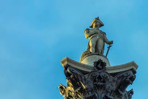 Nelsons column blue Stock Photos