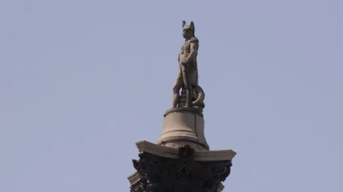 Nelson's Column Memorial - Trafalgar Square - London - England Stock Footage 341840664