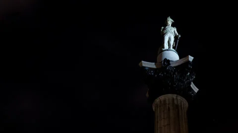 Nelsons Column at night close up time lapse 4K 스톡 동영상 35660617