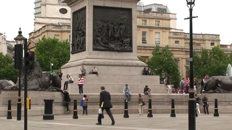 Nelson's Column in Trafalgar Square Stock Footage 996038