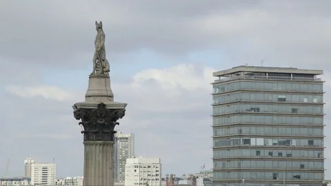 Nelson's Column Trafalgar Square with Tower Block, Summer 2017 Stock Footage 78198128