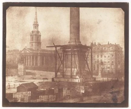 Nelson's Column under Construction, Trafalgar Square first week of April 18.. Illustrazione stock