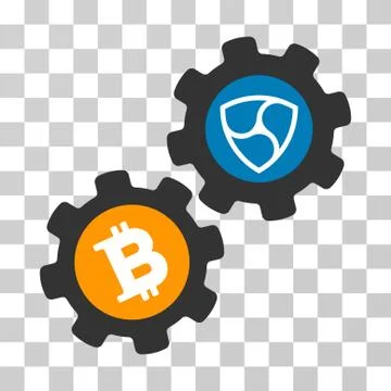 Nem Bitcoin Conversion Cogs Vector Icon Stock Illustration