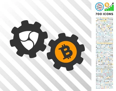 Nem Bitcoin Conversion Engine Flat Icon with Bonus Illustrazione stock