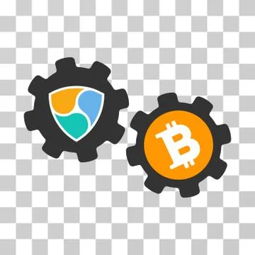 Nem Bitcoin Conversion Gears Vector Icon Stock Illustration