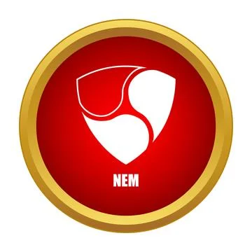 Nem cryptocurrency blockchain logo icon red gold Illustrazione stock