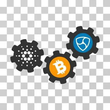 Nem Cryptocurrency Gears Vector Icon Stock Illustration