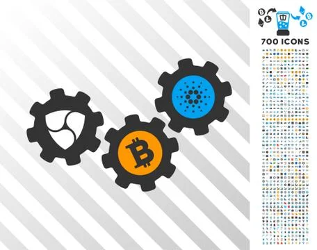 Nem Cryptocurrency Mechanics Flat Icon with Bonus 库存插图