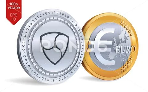 Nem. Euro Coin. 3D isometric Physical coins. Digital currency ...