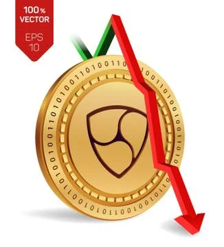 Nem. Fall. Red arrow down. Nem index rating go down on exchange market. Crypt Ilustración de archivo