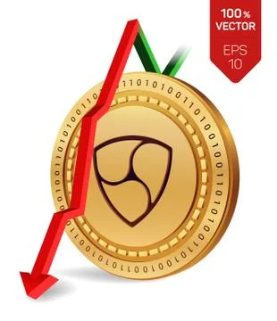 Nem. Fall. Red arrow down. Nem index rating go down on exchange market. Crypt Ilustración de archivo