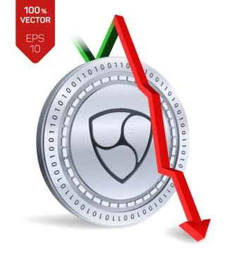 Nem. Fall. Red arrow down. Nem index rating go down on exchange market. Crypt Ilustración de archivo