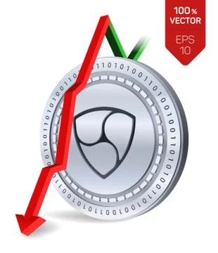 Nem. Fall. Red arrow down. Nem index rating go down on exchange market. Crypt Ilustración de archivo