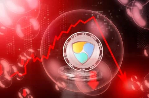 NEM in a soap bubble. Down drop crash bubble Stock Illustration