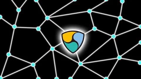 NEM / XEM Simple Network Black Background Concept Stock Illustration